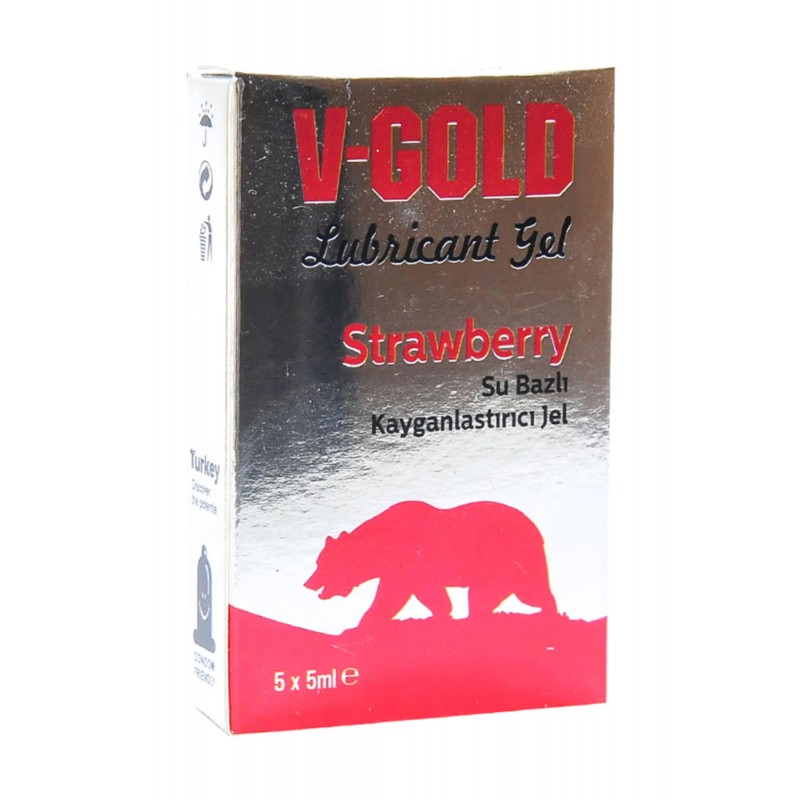 V-Gold Strawberry Lubricant Gel 5x5 ml.